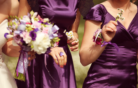 bride and two maidsの写真素材