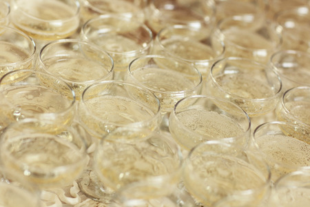 many champagne glassesの写真素材