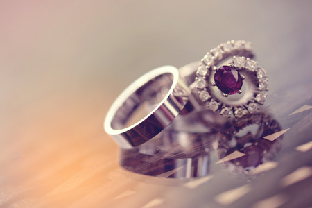 Beautiful wedding and engagement ringsの写真素材