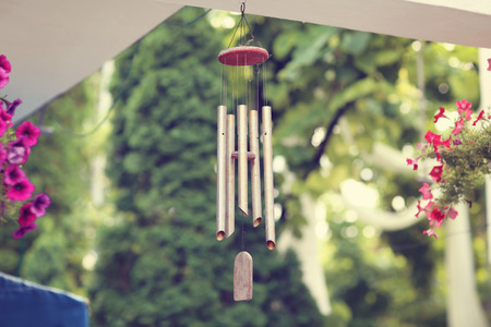 Silver and wood wind chimes