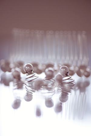 Beautiful hair comb with pearlsの写真素材