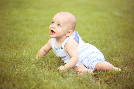Little boy having fun in the parkの写真素材