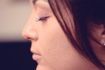 Bride at make up artistの写真素材