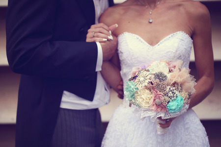 Hands of a bride and groomの写真素材