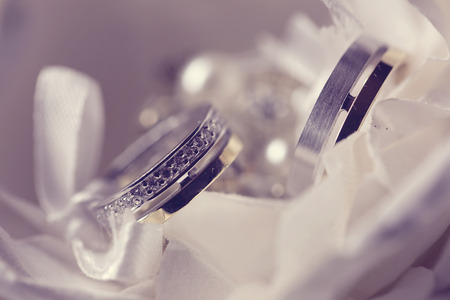 Close up of beautiful wedding ringsの写真素材