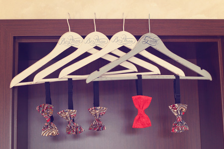 Personalized hangers for groom and groomsmenの写真素材