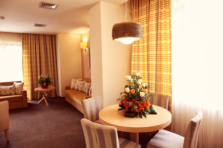 Warm atmosphere in hotel roomのeditorial素材