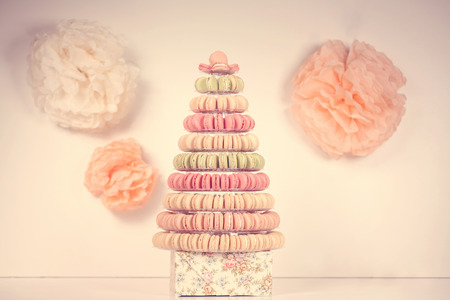 Macaroons pyramidの写真素材