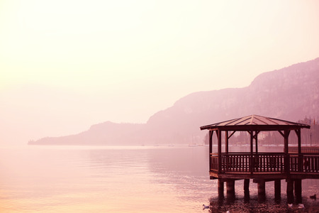 Pier on Garda lakeの写真素材