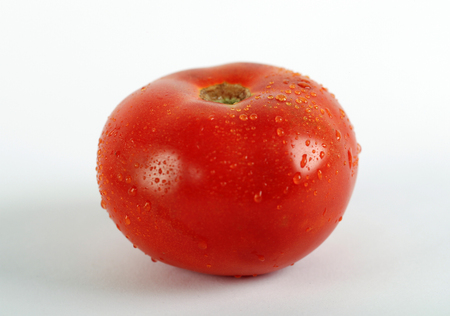 Red tomato vegetable on white backgroundの写真素材