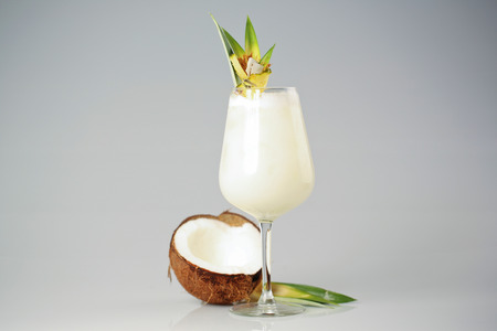 Fresh coconut cocktail in glass