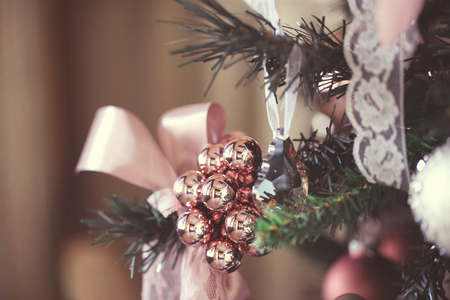 Beautiful Christmas decoration on treeの写真素材