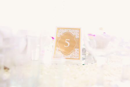 Elegant table number at wedding receptionの写真素材