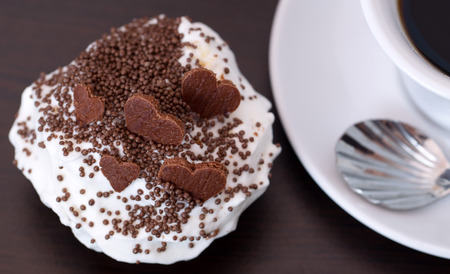 Delicious cupcake with chocolate topping;の写真素材