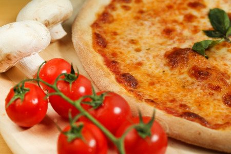 Delicious italian pizza on plateの写真素材