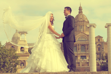 groom and bride in the cityの写真素材