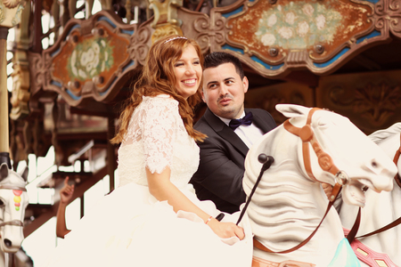 groom and bride in the cityの写真素材