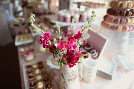 Beautiful flowers on candy barの写真素材