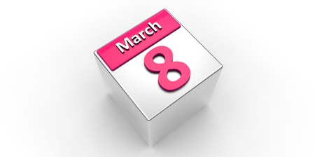 White and pink 3D Calendar 8 March Women's day