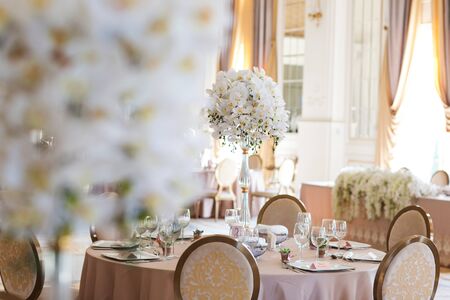 Beautiful restaurant decoration for wedding eventsのeditorial素材