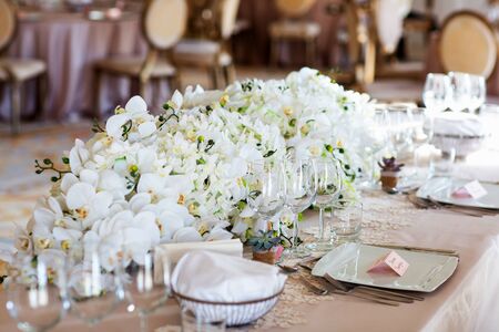 Beautiful restaurant decoration for wedding eventsのeditorial素材