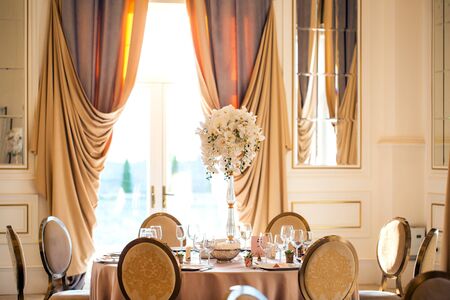 Beautiful restaurant decoration for wedding eventsのeditorial素材