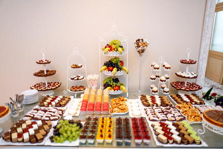 Delicious candy bar with fruitsの写真素材