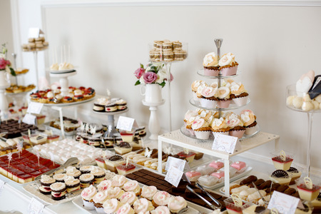 Beautiful pink candy bar settingsの写真素材