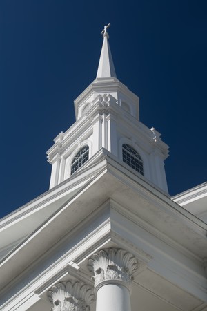 Church spire in downtown Sarasotaの写真素材