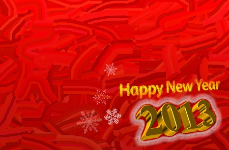 Happy New Year 2013 Greeting Card with 3d text in gold