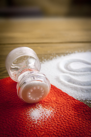 SALT written on a heap of salt - antihypertensive campaign health hazardの写真素材