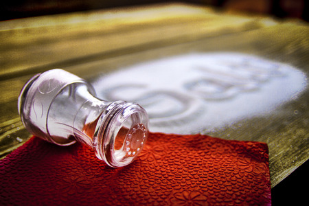 SALT written on a heap of salt - antihypertensive campaign health hazardの写真素材