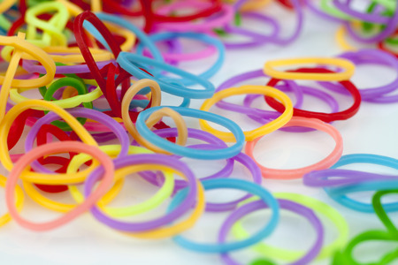 Rainbow loom bracelet. A lot of pieces. Close view