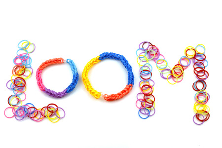 Rainbow loom bracelet. Loom. Isolated on white background