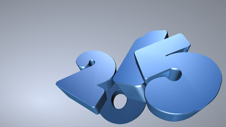 Blue number 2015 in 3D on gray background - New Year - Christmas Card