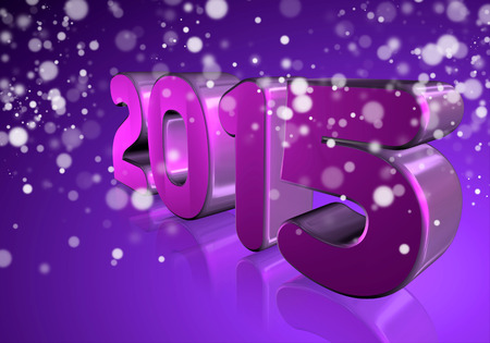 Violet number 2015 in 3D on violet background - New Year - Christmas Cardの写真素材