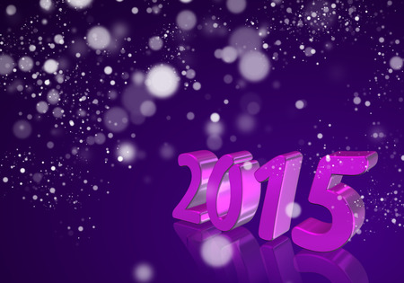 Violet number 2015 in 3D on violet background - New Year - Christmas Cardの写真素材