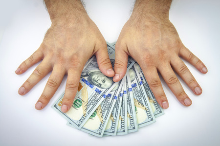 American dollars in hands. Money concept