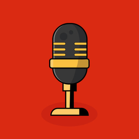 Microphone for podcast Retro stage microphone illustration Flat Styleのイラスト素材