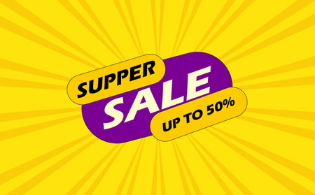 Super Sale, up to 50% off, banner design template, discount tag, vector illustrationのイラスト素材