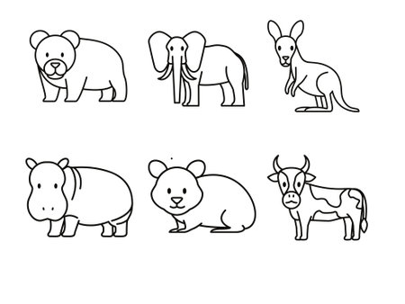 Set of cute cartoon animals isolated on white background. Vector illustration.のイラスト素材