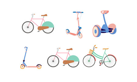 Set of different types of bicycles. Vector illustration on white background.のイラスト素材