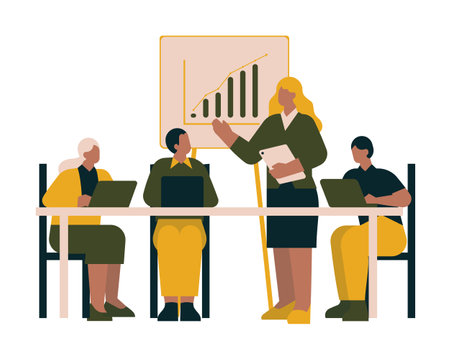 People in office. Business meeting. Vector illustration in flat style.のイラスト素材