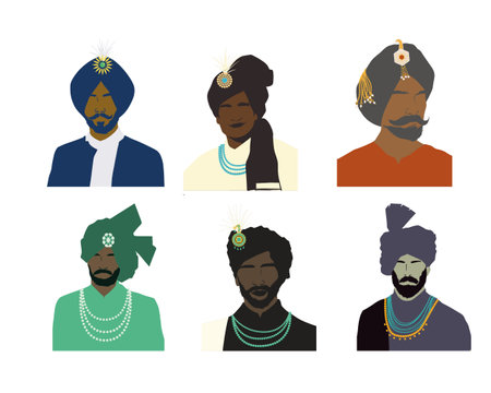 Set of avatars of indian men. Flat style vector illustration.のイラスト素材