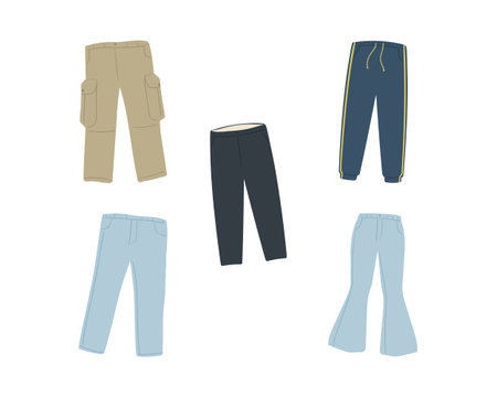 Trousers set. Vector illustration isolated on white background. Flat style.のイラスト素材