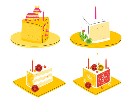 Birthday cake icons set. Isometric illustration of birthday cake vector icons for web