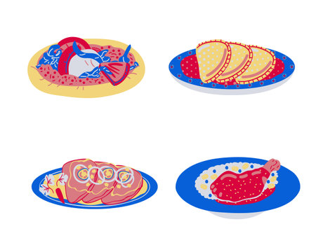 Mexican food icon set. Vector illustration of mexican food.のイラスト素材