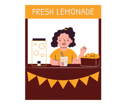 Coffee seller cartoon character. Vector illustration in flat style.のイラスト素材