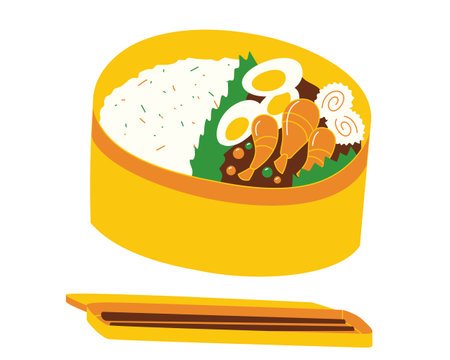 japanese food in box with chopsticks icon vector illustration designのイラスト素材
