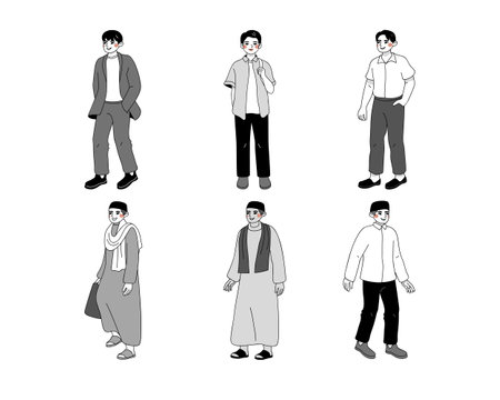 Set of people in Different style. Vector illustration in flat style.のイラスト素材